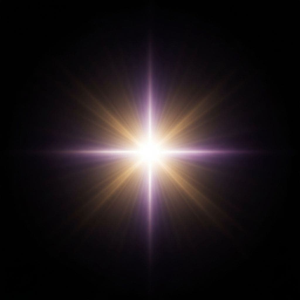 A radiant point of pure light in absolute darkness