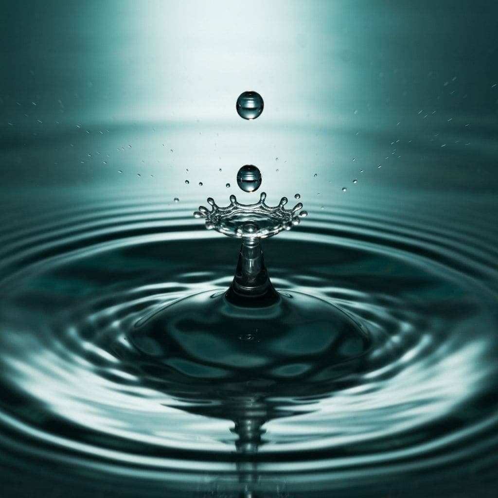 A water droplet creating ripples